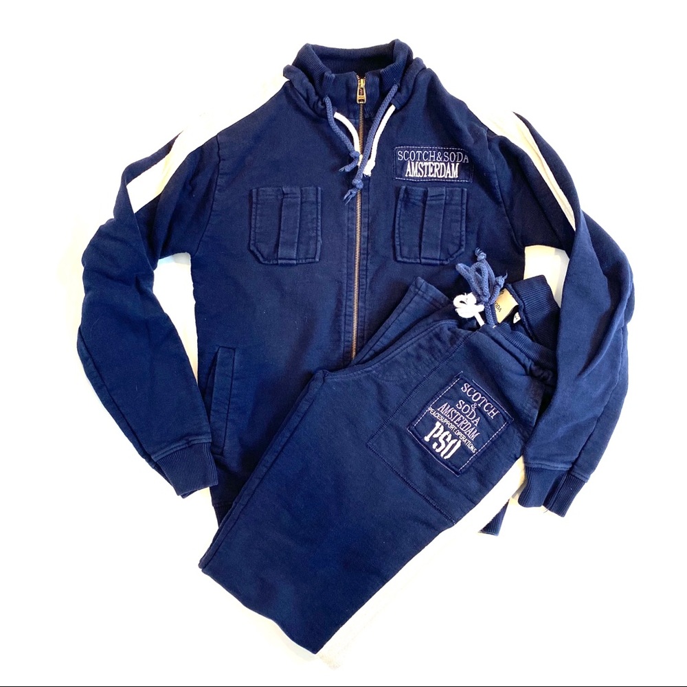 Scotch & Soda Men's Navy Blue Zip Hoodie & Sweatpants Set